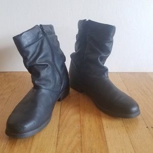 HABAND! Black Leather Zip-Up Winter Fur-Lined Ankle Boots - Size 8.5M